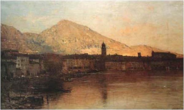 Bartolomeo Bezzi Sole cadente sul lago di Garda